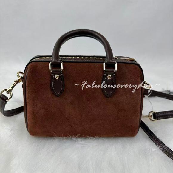 Coach Mini Rowan Crossbody Bag In Suede/Vintage Brown CCF29 NWT - Picture 5 of 9